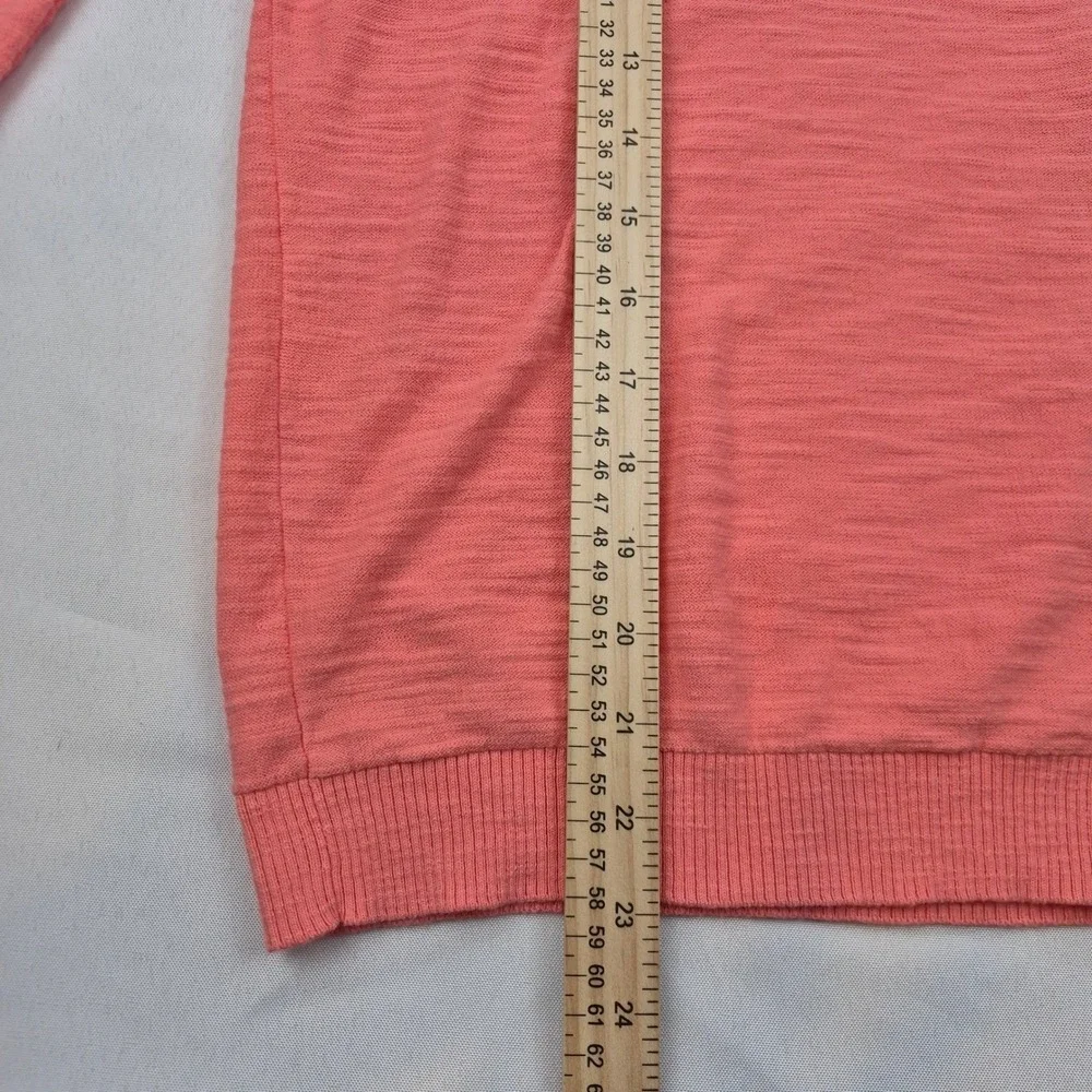 LOFT Coral‎ Pink Knit Button Front Cardigan Sweater XL Lightweight 3/4 Sleeve